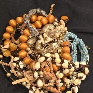 Multiples Orange and Blue Beaded Bracelet Collection